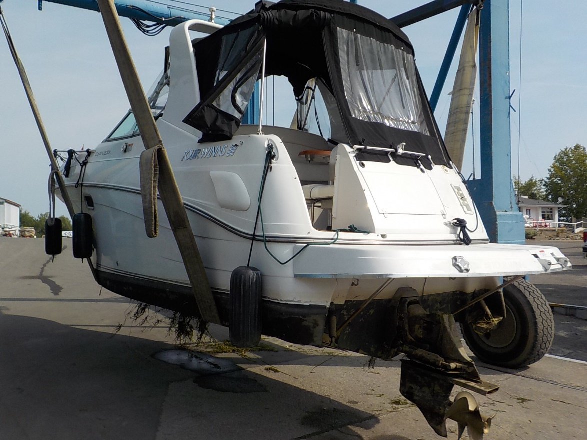 Boat lifted out of water