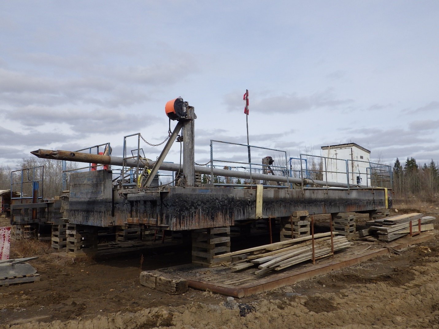 Commercial barge out of water