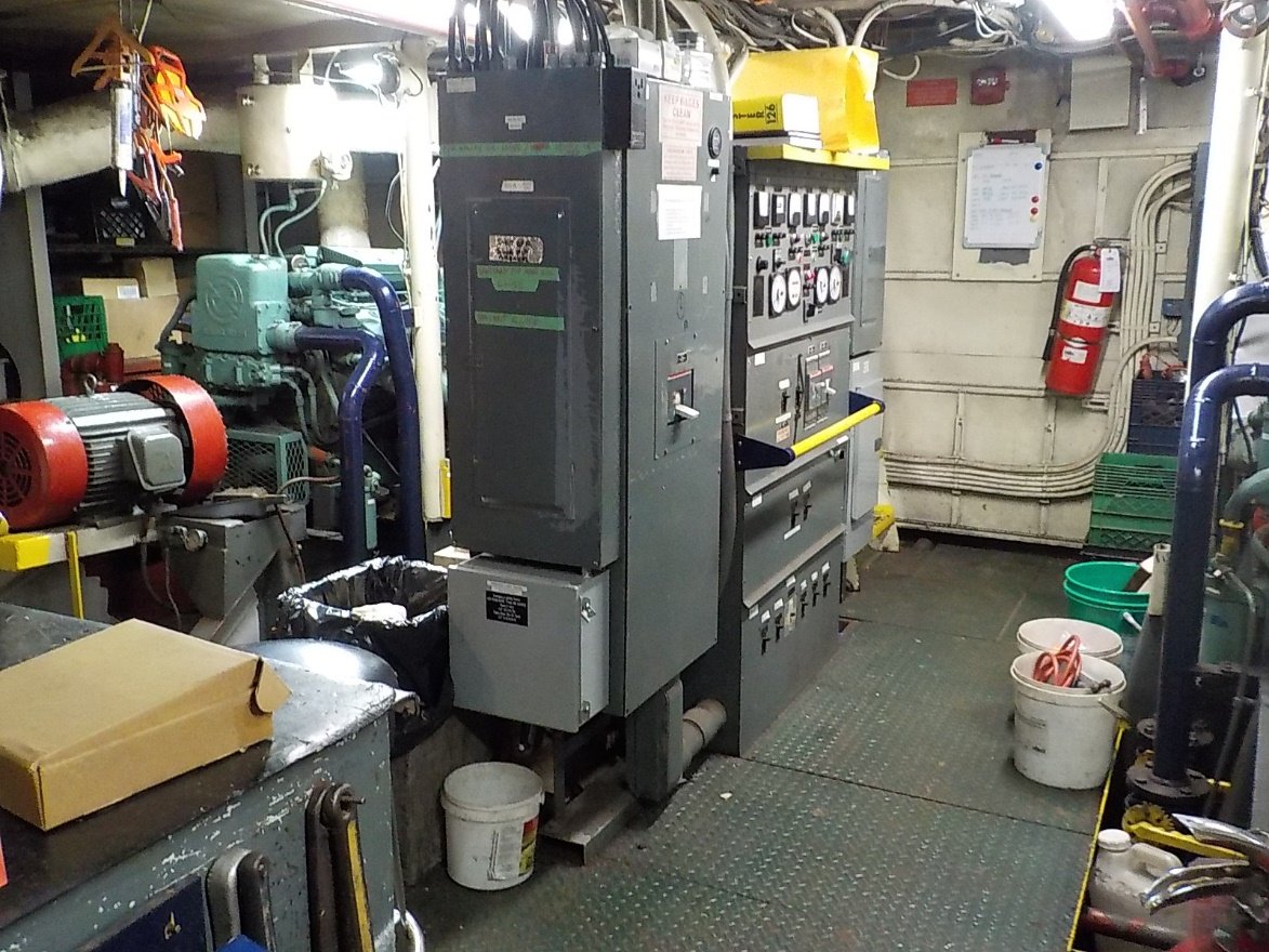 Engine room on a commercial vessel