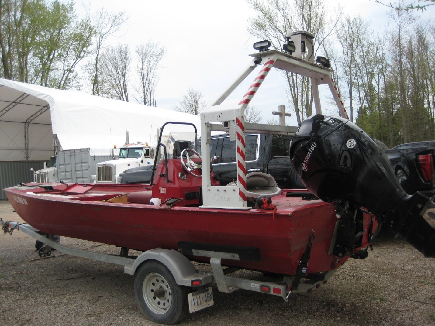 Work boat on trailer