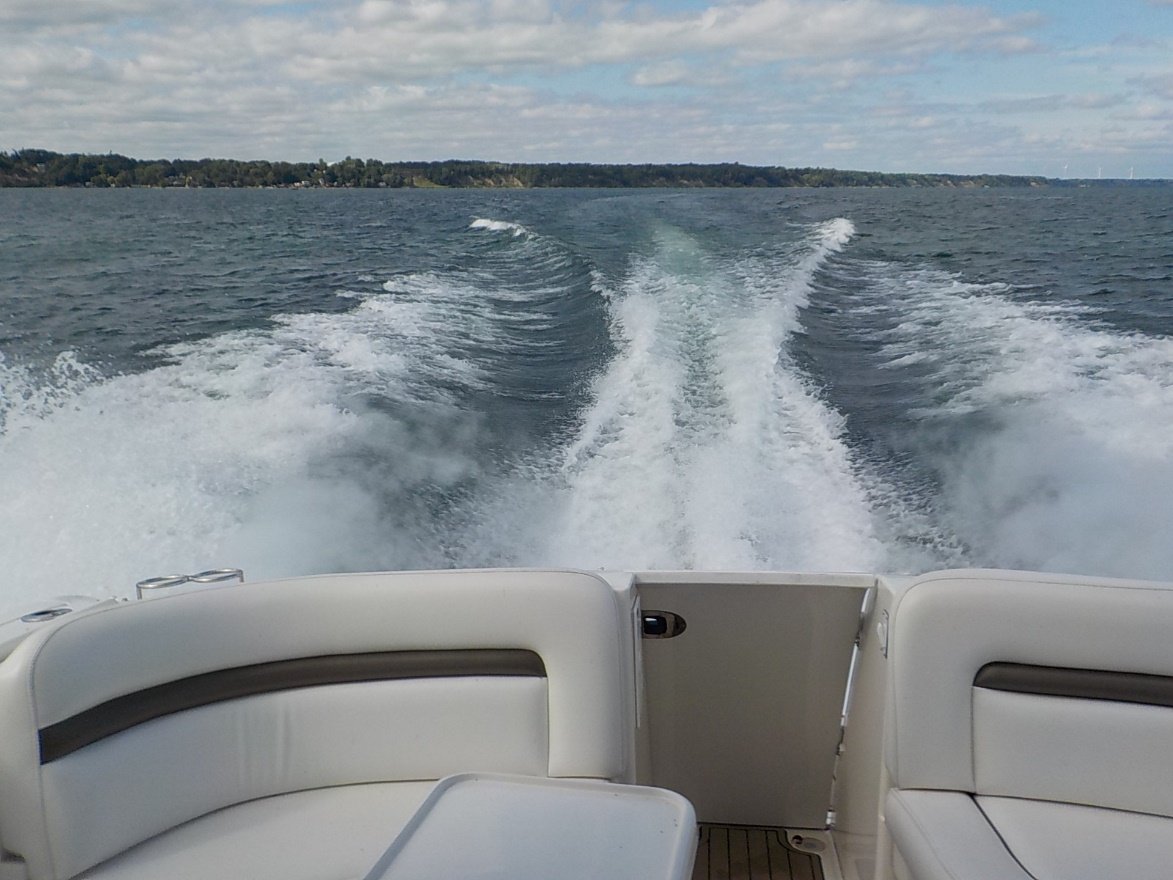 Aft view of boat at sea trial